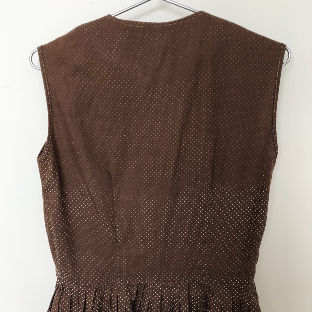 DONATED Vtg Brown Swiss Dot Dress XS - Picture 5 of 8